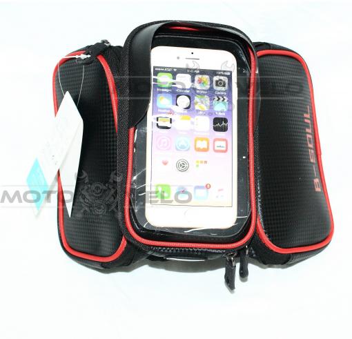 Велосипедная сумка на раму (для инструмента и смартфона 5.5″ , водонепроницаемая, чёрная) (#MD), mod:GA-75